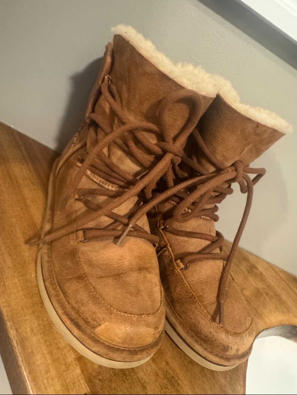 UGG Chestnut Brown Lace-Up Shearling Ankle Boots